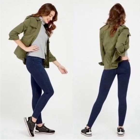 $148 SPANX Jeanish Leggings premium denim flatterfit indigo 27” inseam small - Picture 13 of 16